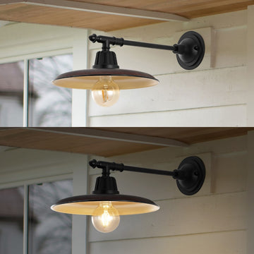 Bonner 12" Farmhouse Industrial Indoor/Outdoor Iron LED Victorian Arm Outdoor Sconce